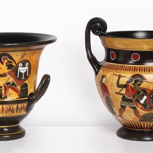 Ancient Greek Pottery Reproduction Black-Figure Vase Chalcidian Krater with Achilles and Hector Amphora Replica from Ancient Greece image 5