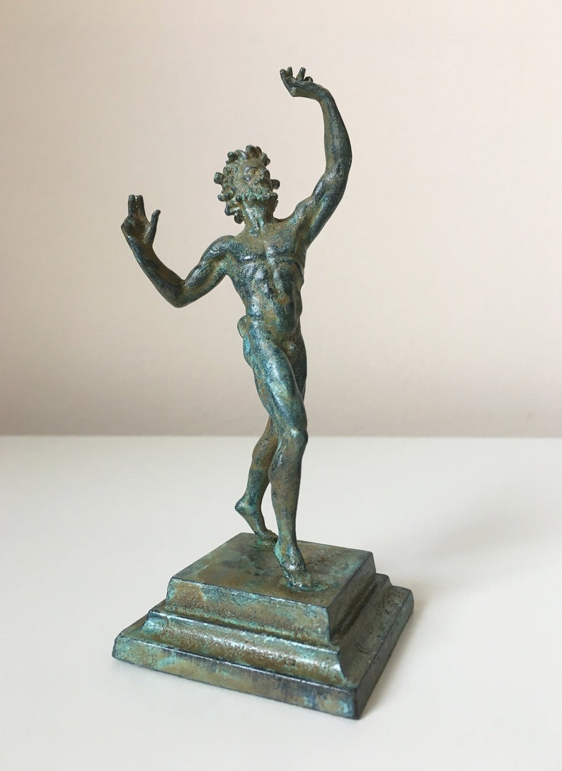 Roman Statue  The Dancing Faun of Pompeii Figurine  Ancient image 0