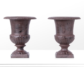 Cast Iron Garden Vase in Pair - 21 cm / 8.2" - Garden Decor - Handmade - The Ancient Home