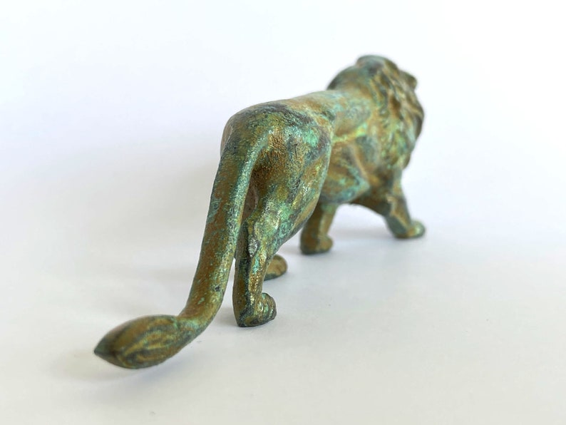 Bronze Lion Statue - Green Copper Alloy Figurine (small) Art Figurine ...
