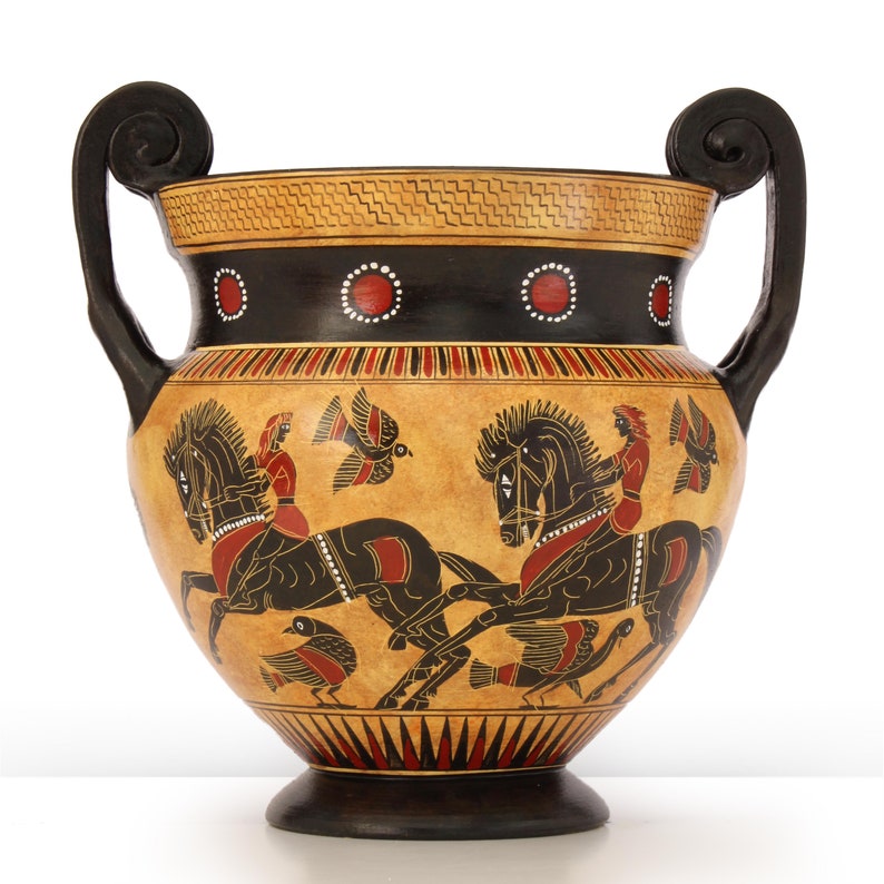 Ancient Greek Pottery Reproduction Black-Figure Vase Chalcidian Krater with Achilles and Hector Amphora Replica from Ancient Greece image 4