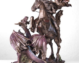 金色の木製彫刻 戦士とドラゴン 木製ドラゴン彫刻置物 富貴 - メルカリ