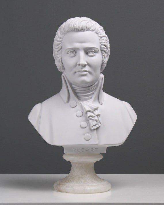 モーツァルト 胸像彫刻 有名な大理石音楽家像 手作り胸像 32 cm / 12.6