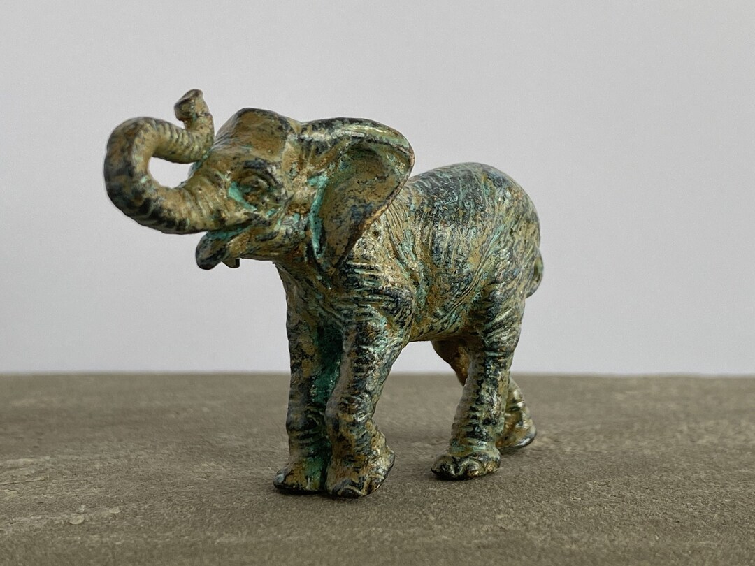 ブロンズ製象の置物（小） - ヨーロッパ製ハンドメイド - 高さ5cm / 2