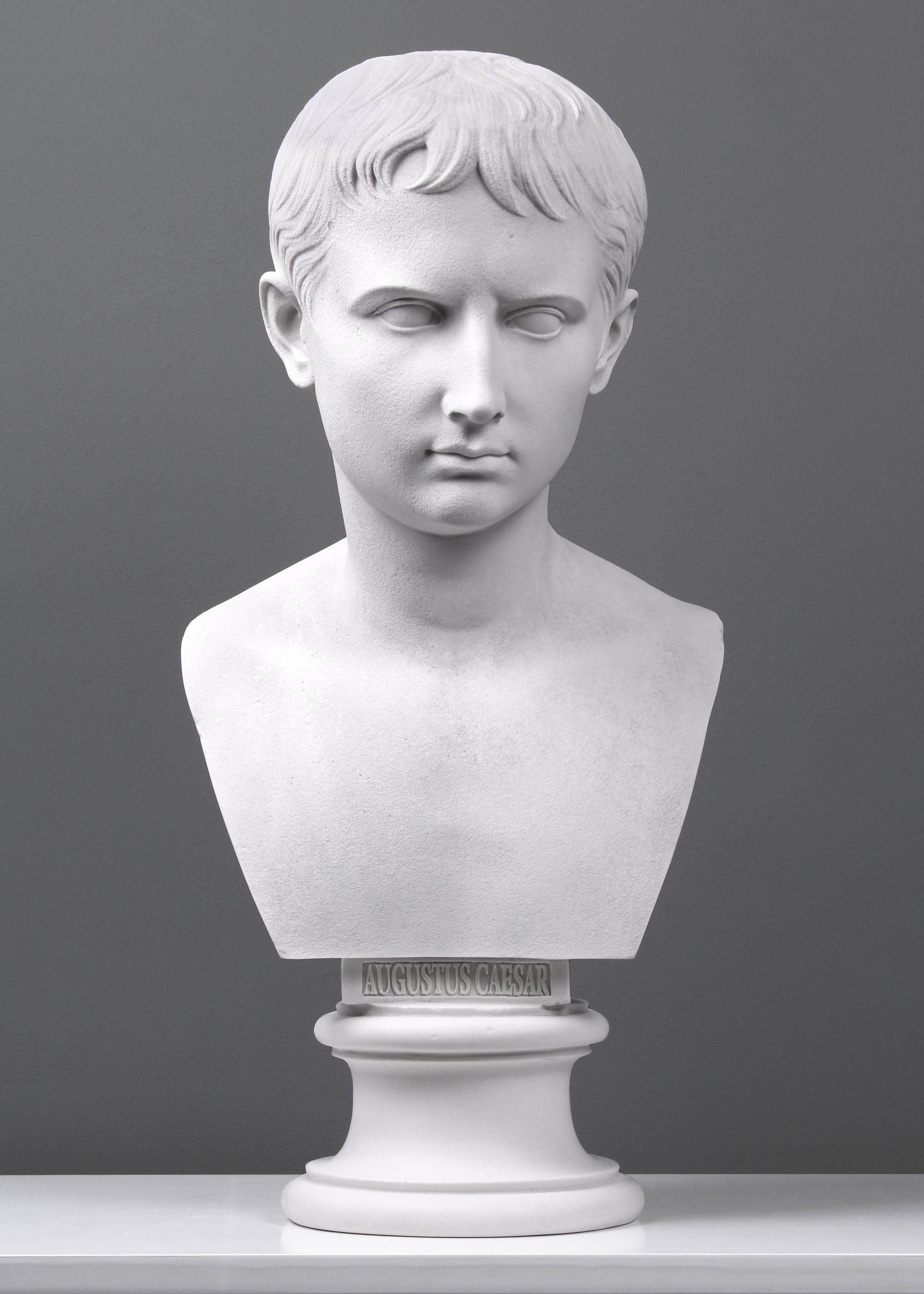 Augustus Caesar Bust Marble Sculpture - Famous Emperor Statue - Handmade in Europe - (Large) 64 cm / 24.4" - Home Decor - The Ancient Home