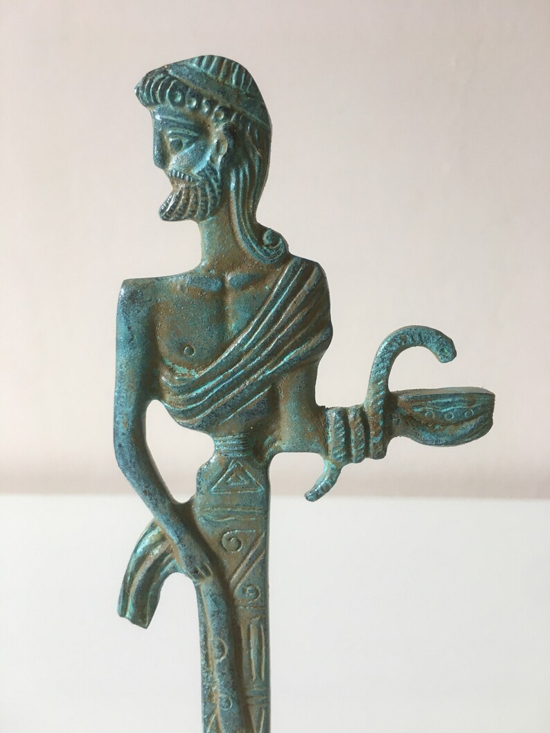 Asclepius Statue Bronze  God of Medicine Figurine image 3