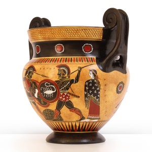 Ancient Greek Pottery Reproduction Black-Figure Vase Chalcidian Krater with Achilles and Hector Amphora Replica from Ancient Greece image 7