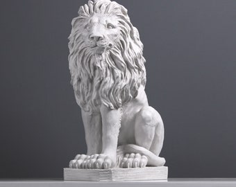 メディチライオンの像120cm×56cm×86cm メディチ家のライオン像 ペア (小) - 大理石の動物彫刻アート