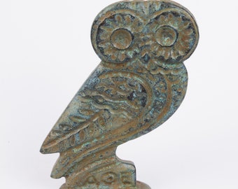 Owl of Athena Bronze Statue (Small) - Greek Owl of Minerva Art Figurine - Animal Mythological Sculpture of Ancient Greece - The Ancient Home