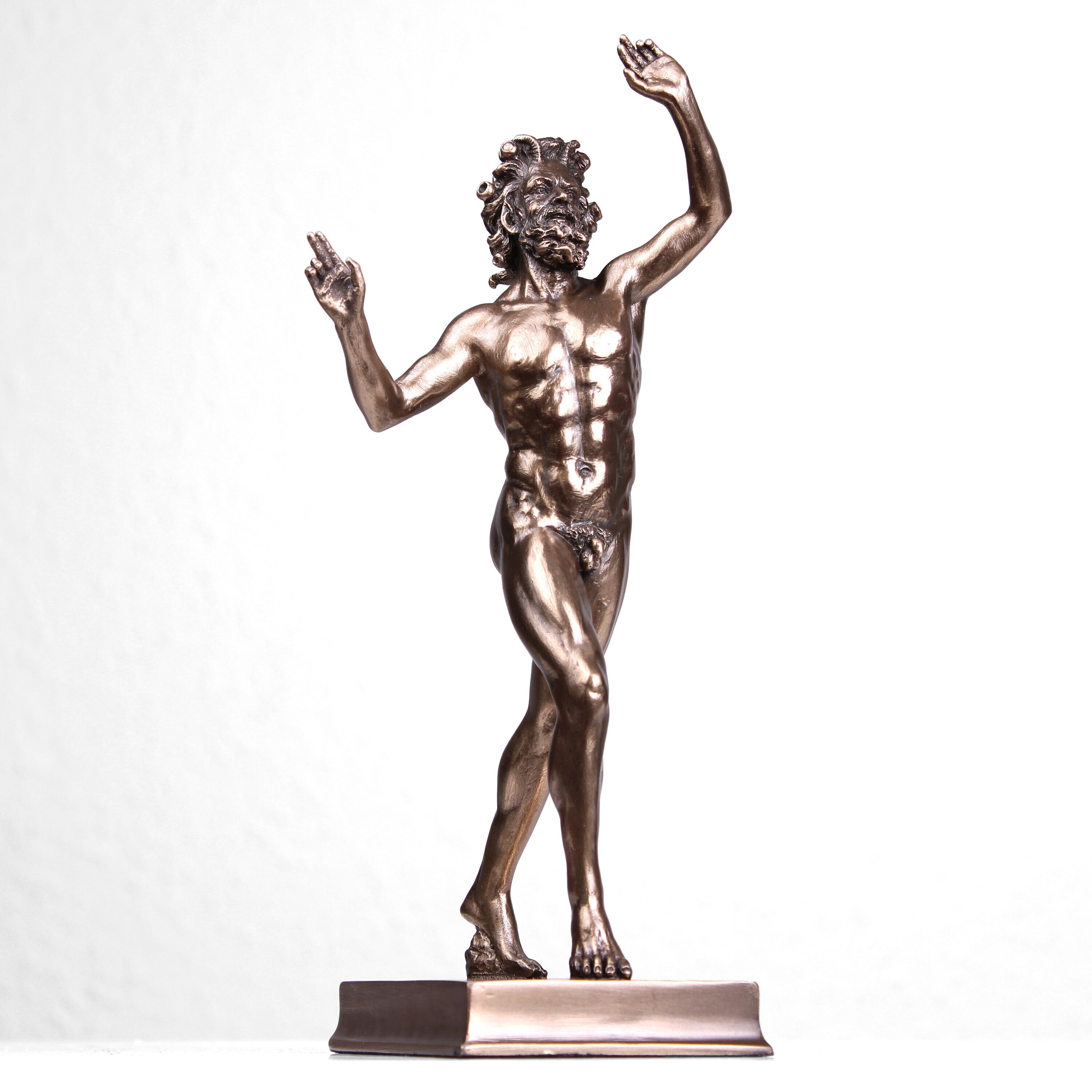 ポンペイの踊る牧神像（コールドキャストブロンズ彫刻）サテュロス像の