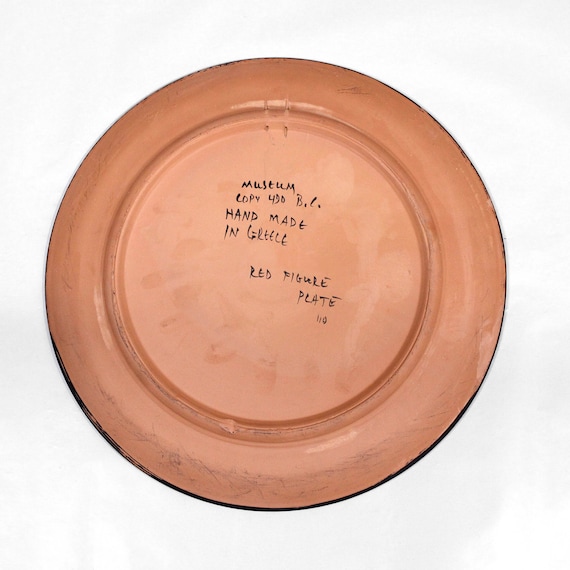 ギリシャの皿(アンティーク) 古代ギリシャ陶器 赤絵式皿 アキレスとパトロクロスのレプリカ