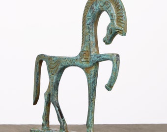 ギリシャの馬のブロンズ像（小）馬の置物古代動物彫刻抽象芸術