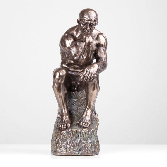 ロダン作「考える人」像（コールドキャストブロンズ彫刻） - 本棚
