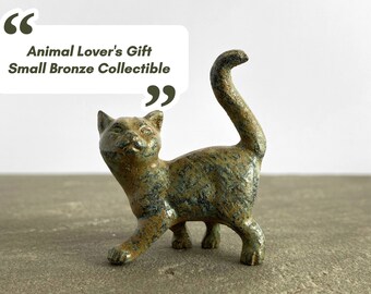 ビンテージ　猫　銅製　ブロンズ像　置物　インテリア　工芸品　美術品　A3264 ビンテージ猫銅製ブロンズ像置物インテリア工芸品美術品A3264