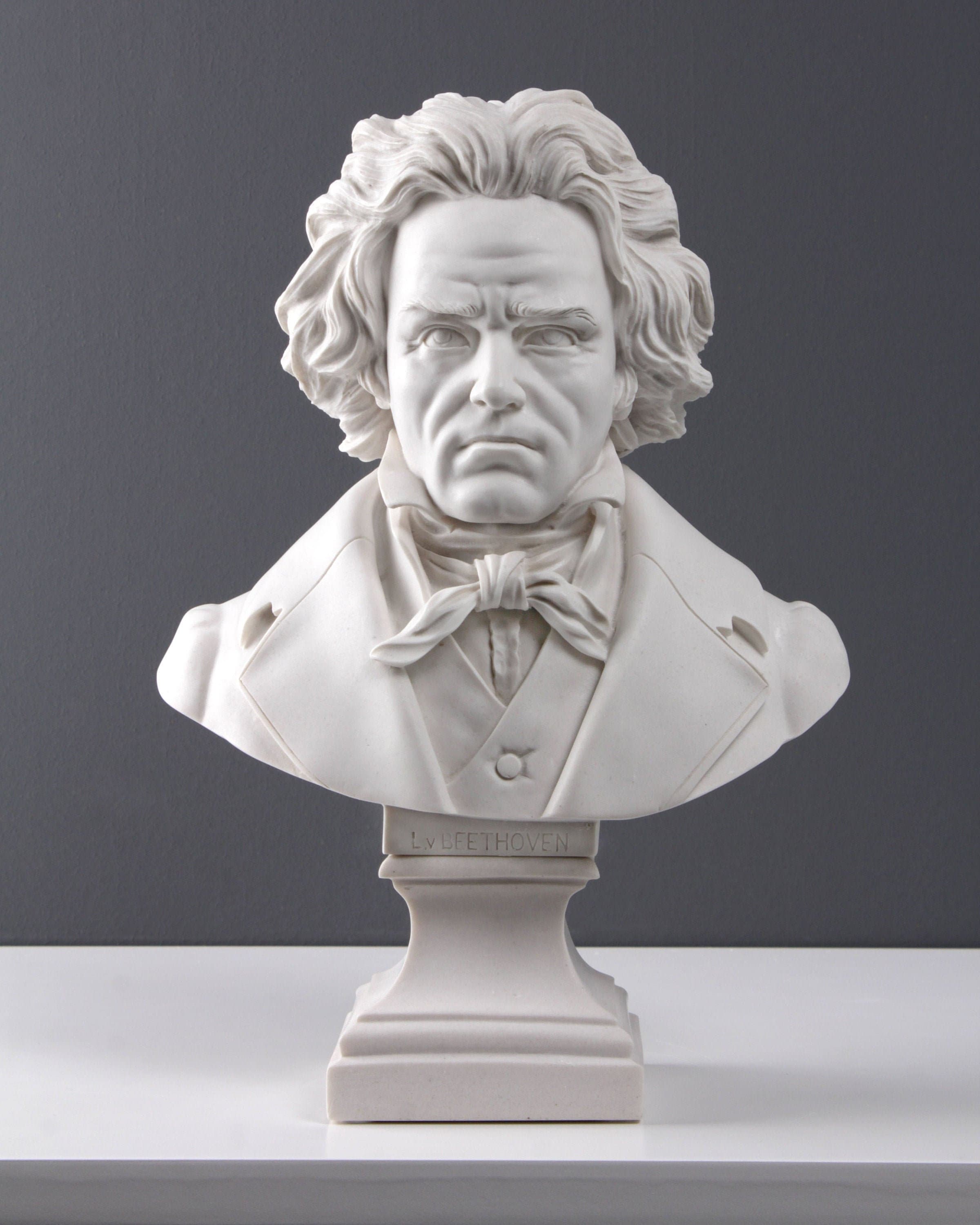 EXCEART Beethoven Statua Busto Musica Classica Compositore Busto Statuette in Resina da Collezione di Arte Figura Famoso Ritratto di Scultura per Home Office Galleria 
