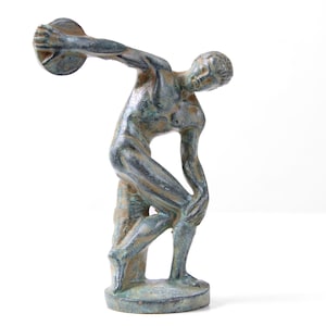 Discobolus Statue (Bronze) - 10 cm / 3.9&quot; - Home Decor Greek Roman Sculpture Reproduction Handmade in Europe - The Ancient Home