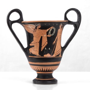 Ancient Greek Amphora Red-Figure Vase with Nike and Zeus Handmade Pottery from Greece - Wine Cup with Handles - Ceramic - The Ancient Home