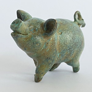 Bronze Pig Statue Ancient Miniature Small Figurine Copper Piggy Sculpture Art Animal Lover Gift Small Present - Made in Europe 3 cm /1.2"