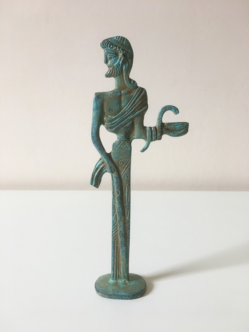 Asclepius Statue Bronze  God of Medicine Figurine image 0