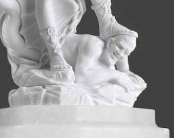 聖ミカエル大理石天使像 - ルシファーを打ち負かす大天使像 - 手作り