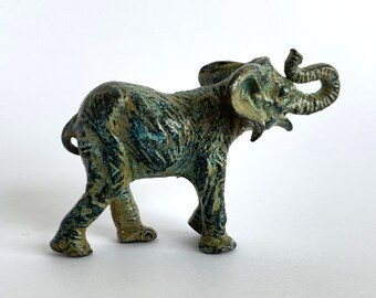 ブロンズ製象の置物（小） - ヨーロッパ製ハンドメイド - 高さ5cm / 2