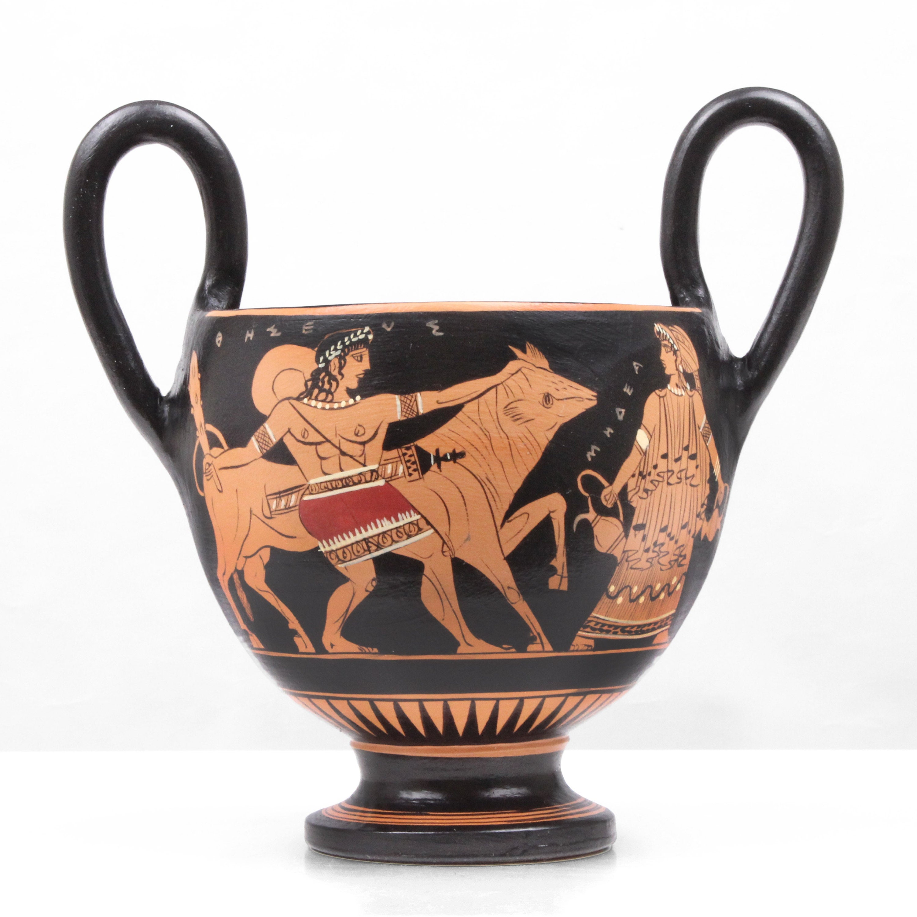 Ancient Greek Amphora Red-figure Vase Decor Clay Painted Handmade