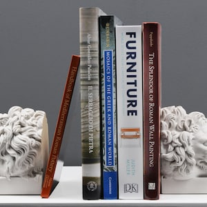 Canova Lion Bookends in Pair - HANDMADE IN EUROPE - White - 13 cm / 5.1&quot; - Art Statue - Home Decor Sculpture - The Ancient Home