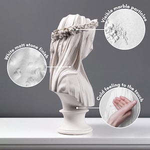 Veiled Lady Bust Sculpture - Female Antique Art Statue in Marble Stone ...