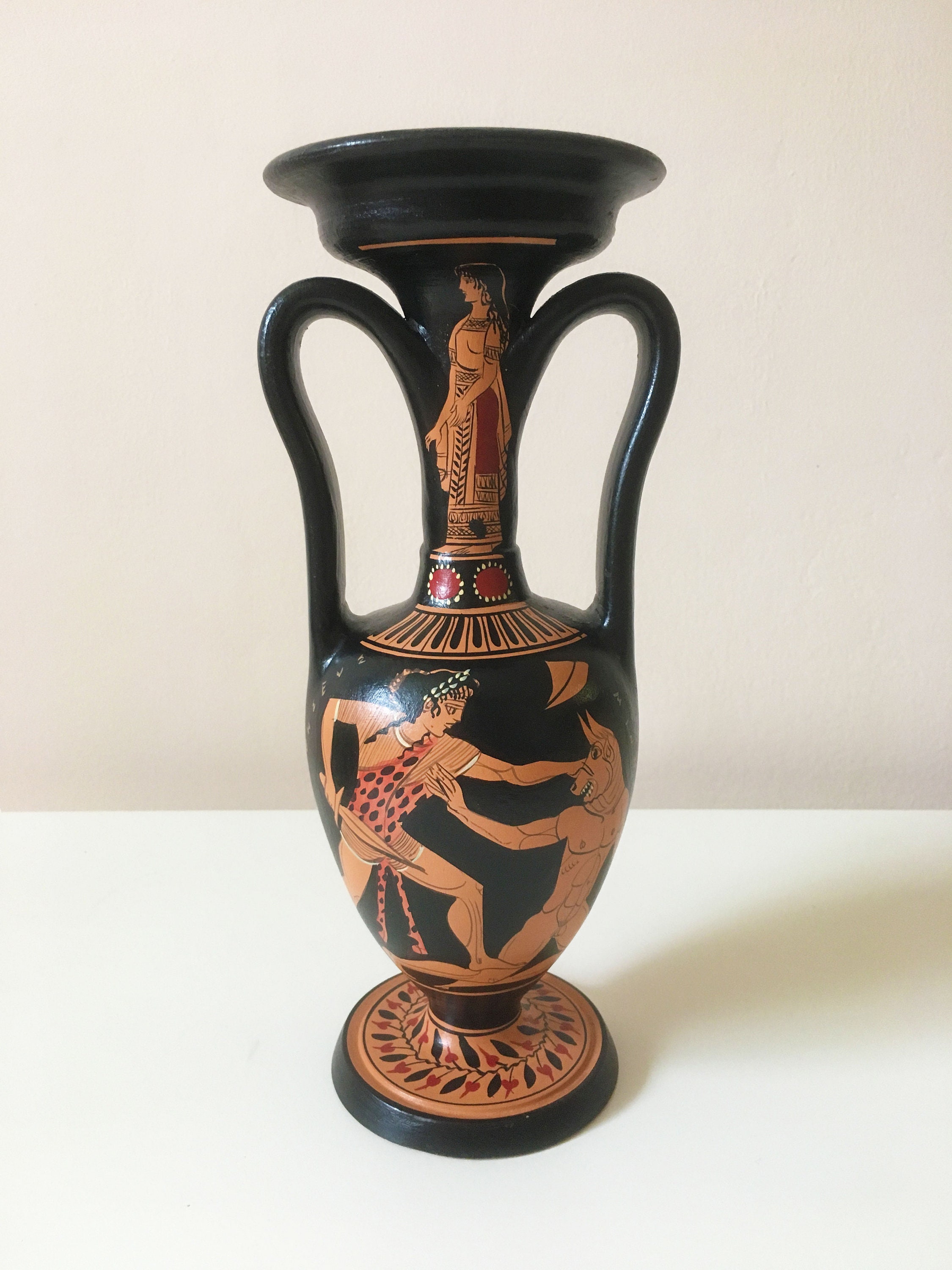 Ancient Greek RedFigure Vase with Oedipus and the Sphinx Etsy