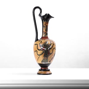 Greek Vase Replica - Black-Figure Vase Jug with Athena and Greek Warriors - Pottery Amphora - 25 cm (9.8&quot;) - Ceramic - The Ancient Home