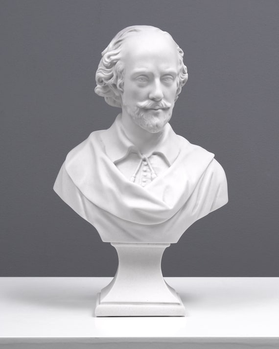 Buste De Shakespeare – Plâtre Armé – Hauteur 31 Cm – Neuf – Blanc