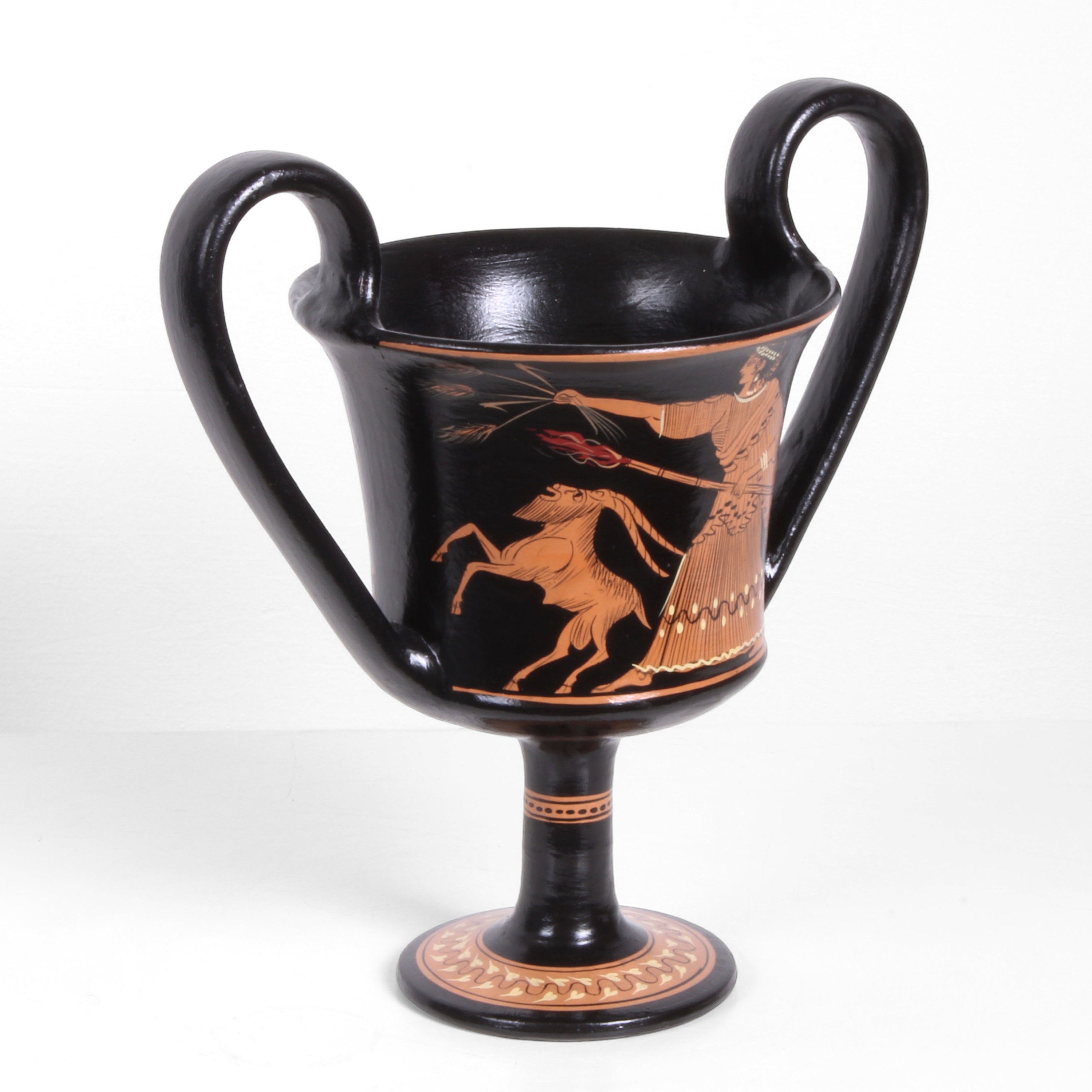 古代ギリシャのカンタロスのレプリカ - デメテルとアテナを描いた赤像
