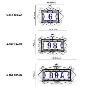 Mediterranean House Number - Italian House Numbers Ceramic Spanish Home Decor Handmade Letters & Numbers with Metal Frame image 4