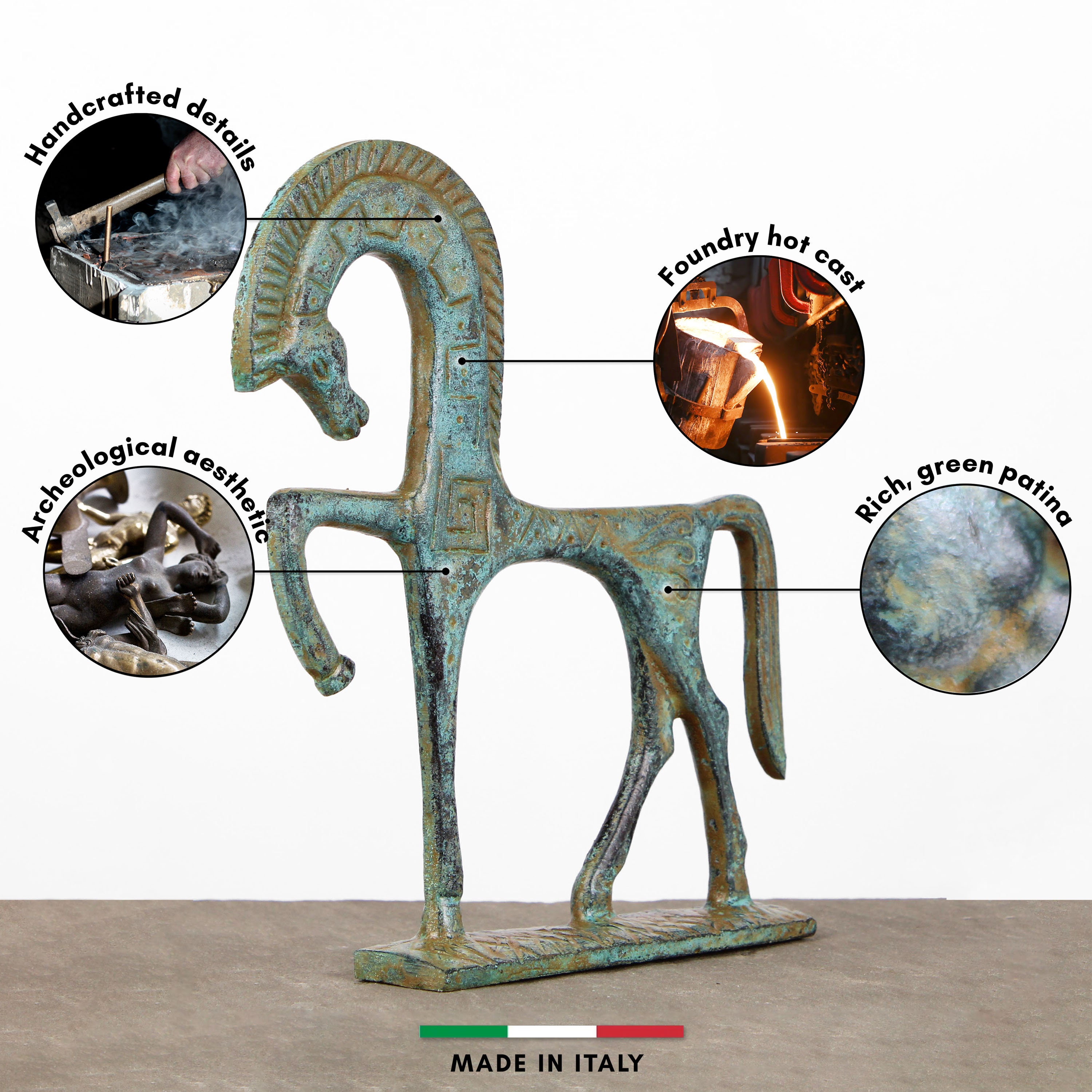 ギリシャの馬のブロンズ像（小）馬の置物古代動物彫刻抽象芸術
