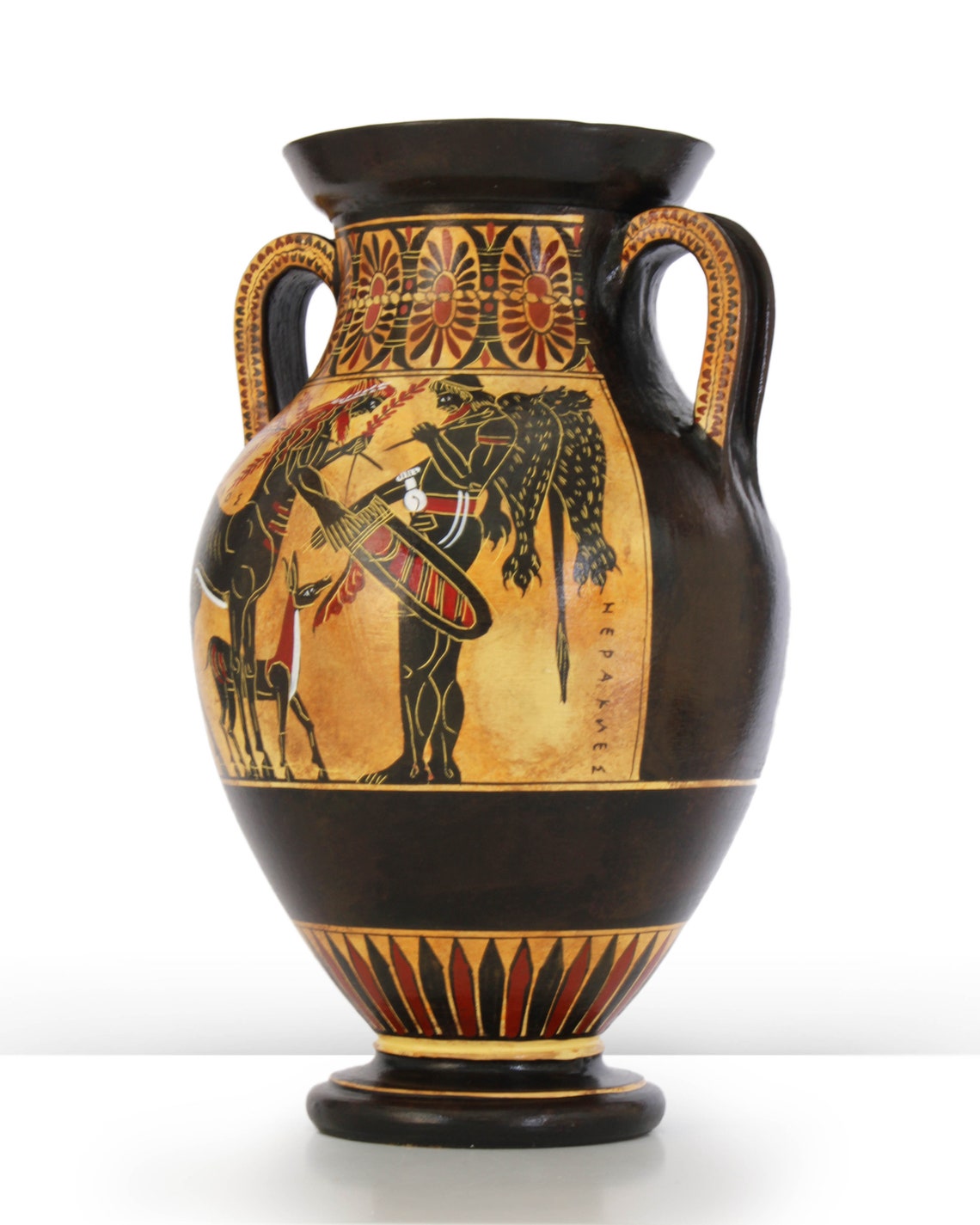 Ancient Greek Vase Replica Blackfigure Belly Amphora With Etsy