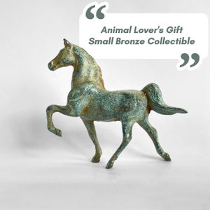 Horse Bronze Statue Patinated American Saddlebred Handmade in Europe Height: 7.5 cm / 3 Animal Figurine Gift Home Decor Sculpture image 3