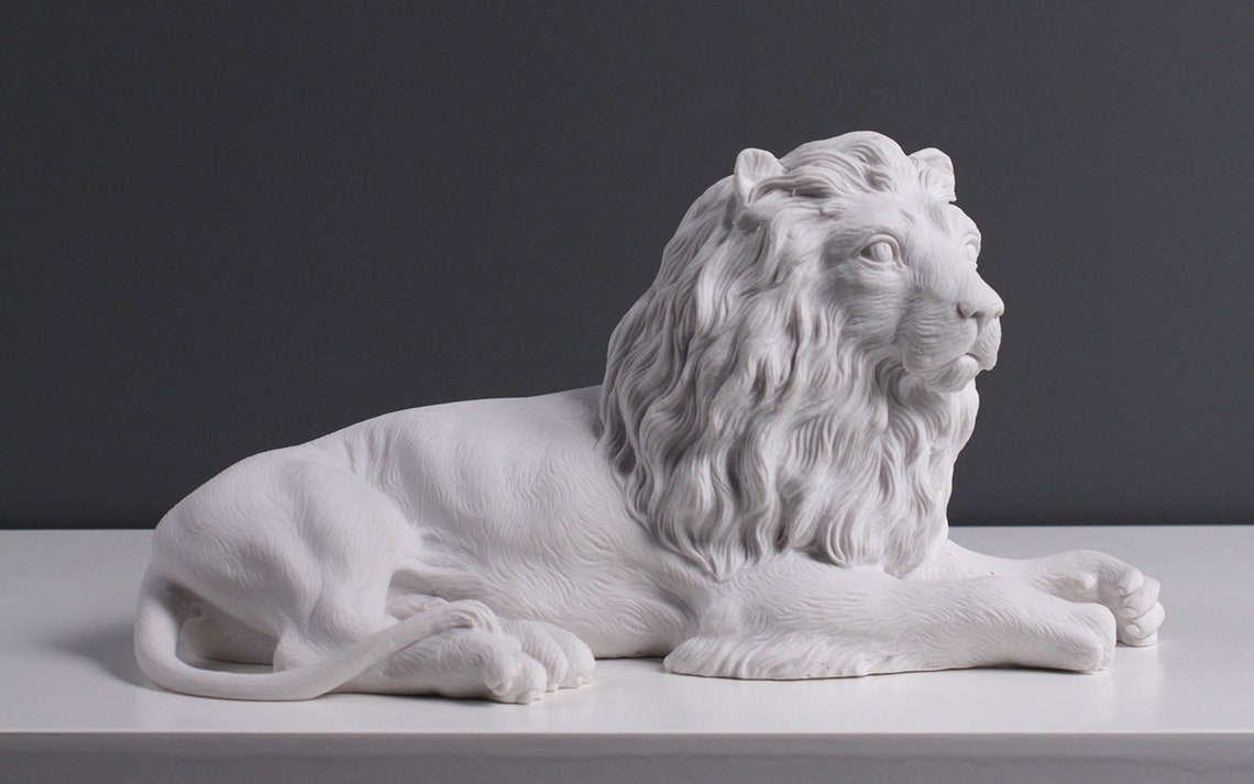 Lying Lion Statue Animal Sculpture PURE WHITE Bonded Etsy