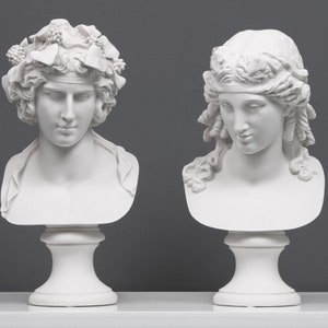 Lansdowne Antinous (as Dionysus) & Ariadne Bust Sculpture - Antique Pair Statue - Greek God Bacchus - MADE IN EUROPE - The Ancient Home