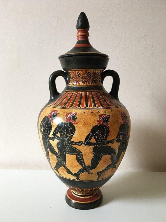 Ancient Greek Vase Replica BlackFigure Panathenaic Amphora Etsy