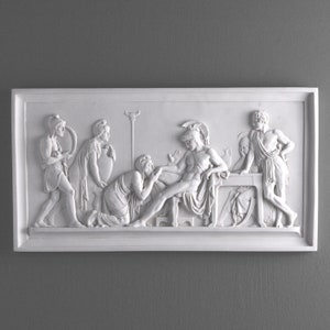 Priam Begging Achilles Bas-relief - Greek Relief 50x26 cm/ 19.5&quot;x10.2&quot; - Wall Art Statue - Home Decor - Made in Europe - The Ancient Home