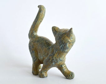 ブロンズ猫の置物 小さな銅合金の子猫の像 - ブロンズ置物 動物愛好家
