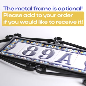 Mediterranean House Number - Italian House Numbers Ceramic Spanish Home Decor Handmade Letters & Numbers with Metal Frame image 2