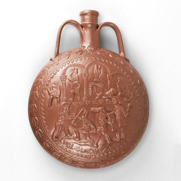 Fiole romaine de Ludi Gladiatori - Poterie romaine pour reconstitution - Terre de Samian - 25 cm (9,8 pouces) - Céramique faite main en Europe - The Ancient Home