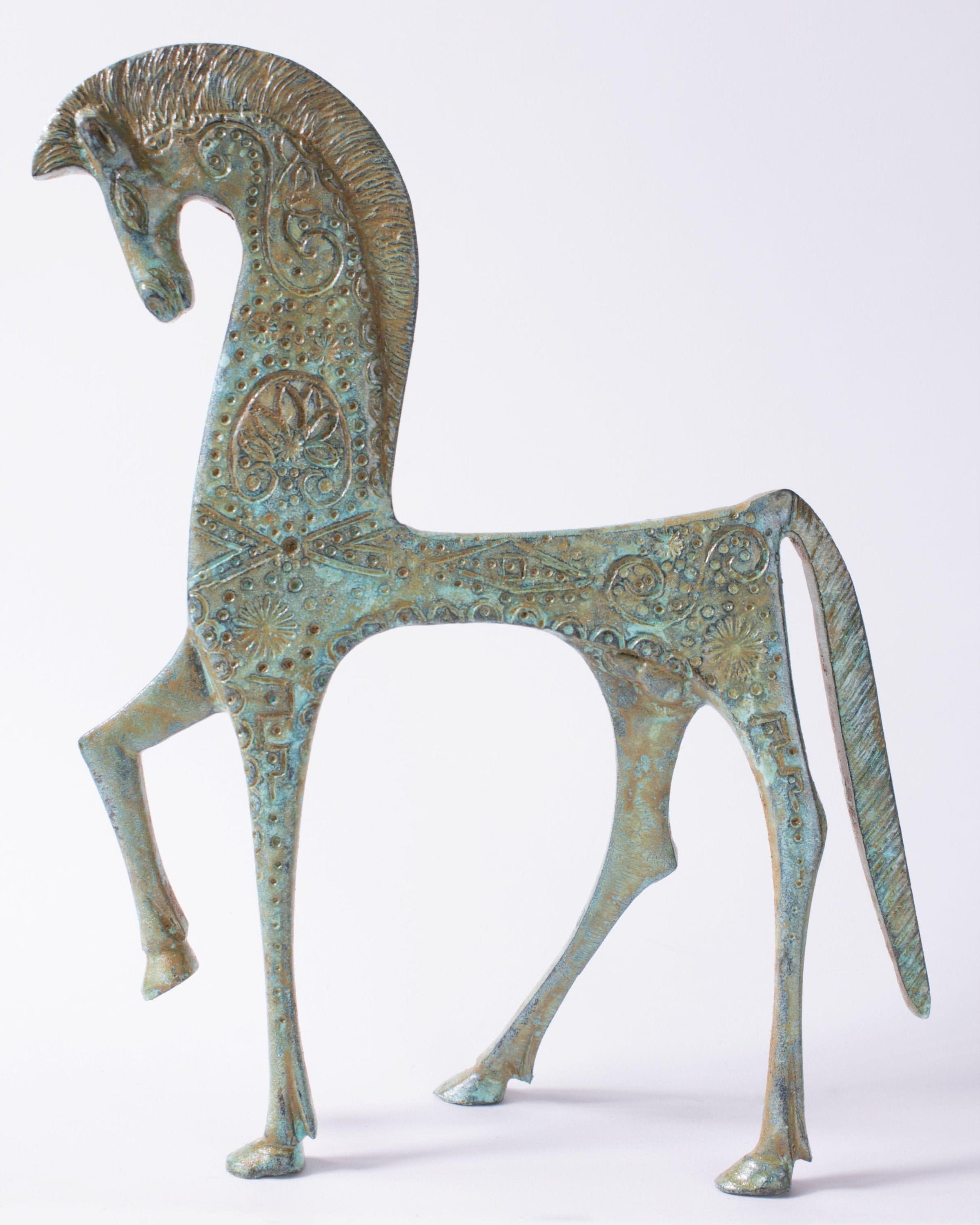 Greek Horse Statue in Bronze Horse Figurine of Ancient Abstract