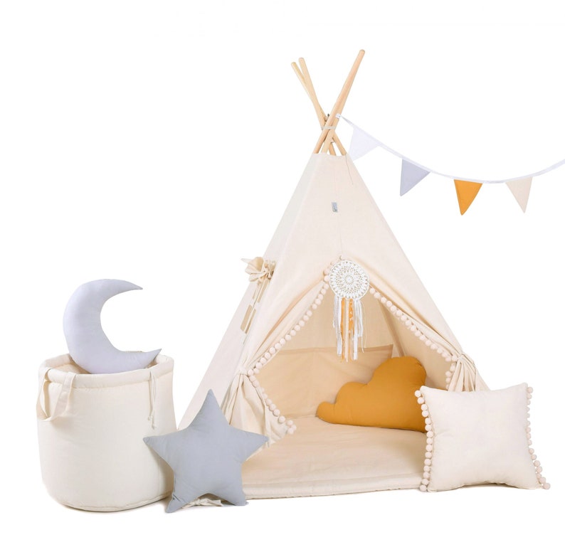 Kit teepee tipi beige pour enfants - Créatrice ETSY : RainbowKids333