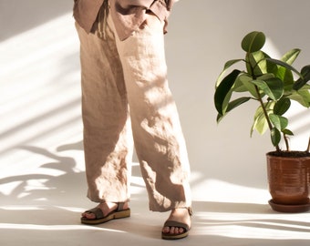 Wide Leg Linen Pants, High Waisted Linen Pants for Woman, Plus Size Linen Pants