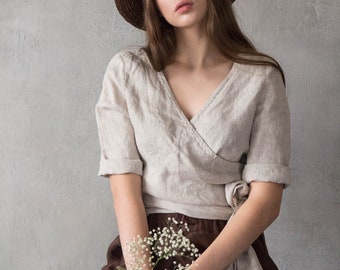 WRAP LINEN TOP for women linen croptop