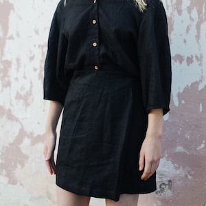 Linen Mini Skirt LUBA Wrap Linen Skirt With Pockets - Etsy