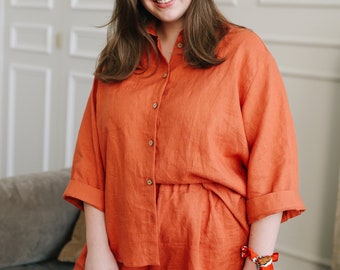 Plus size linen pajamas sale