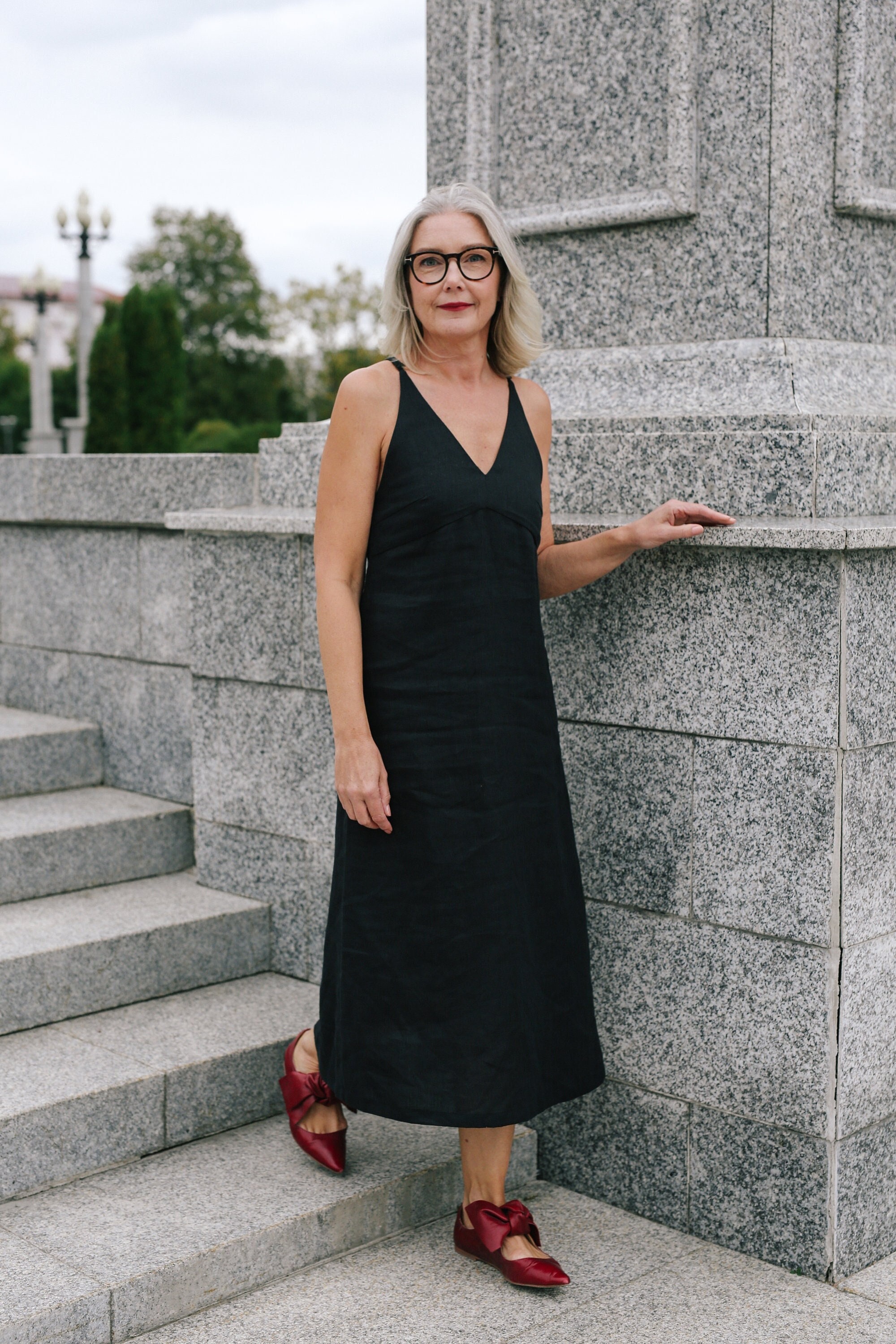 black linen dress